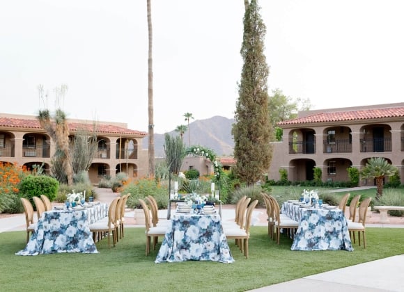image of decorated tables on Cypress Court