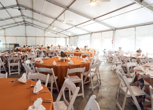image of decorated tables in the Terraza